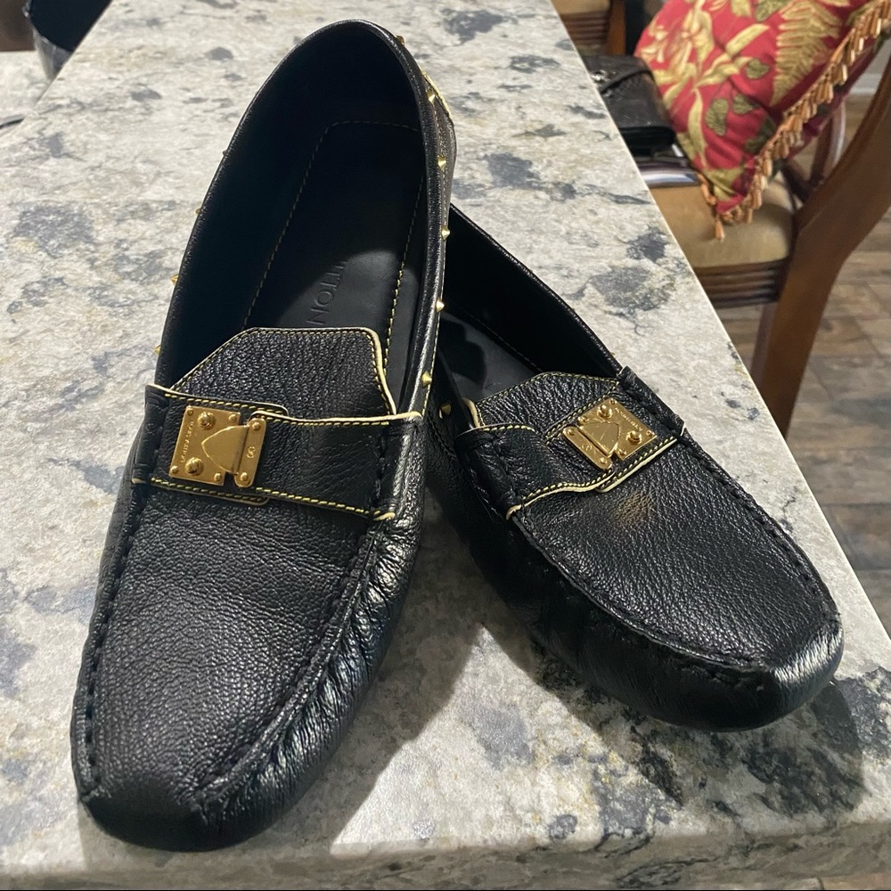 Louis Vuitton Black Studded Driving Loafers